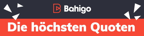 Bahigo Banner mit rotem Hintergrund und dem Schriftzug Die höchsten Quoten in Weiß